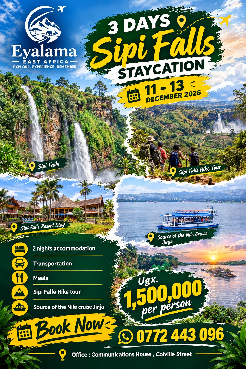 Best Sipi falls holiday packages from Kampala